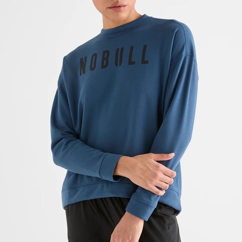 NOBULL Relaxed Fit Crew Sweatshirt Navy Blue With Black Logo Women’s Size Small